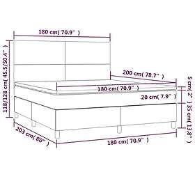 vidaXL Ramsäng med madrass & LED ljusgrå 180x200 cm tyg 3134733
