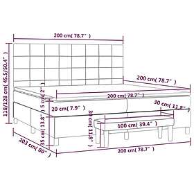 vidaXL Ramsäng med madrass mörkgrå 200x200 cm tyg 3137182
