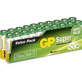 GP Batteries Super Alkaline AA-batteri, LR6, 20-pack