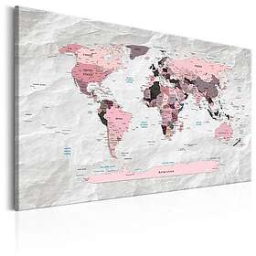 Artgeist Pink Continents Rosa världskarta med steneffekt tryckt på duk Flera sto