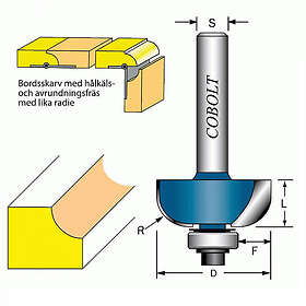 Cobolt Hålkälsfräs R=8l=12 SL=37 D=29 S=8