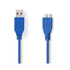 Nedis USB 3,0-Kabel USB A hane Micro B-hane Rund 1 m Blå