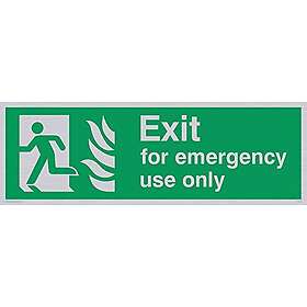 Sicherheitsschild „Exit For Emergency Use Only“ – Querformat, Vinyl, 100x300 Mm, Selbstklebend