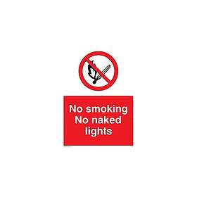 Viking Signs skyltar PS2-A3P-3M "No Smoking No Naked Lights" skylt, plast, 3 mm styv, 400 mm H x 300 mm B