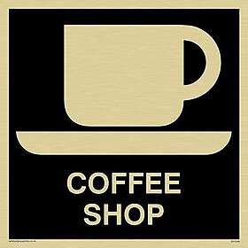 Viking Signs DV1049-S15-G "Coffee Shop"-skylt, negativ svart text, plast halvstyv guld, 150 mm H x 150 mm B