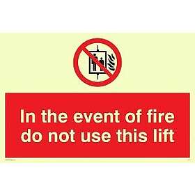Viking Signs Sicherheitsschild „Bei Feuer Aufzug Nicht Benutzen“ – 150 X 100 Mm, Vinyl, Selbstklebend, EN 7010