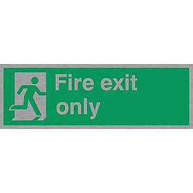 Viking Signs SB414-L31-MS"Fire Exit Only"-skylt, marinklassat rostfritt stål, 100 mm H x 300 mm B