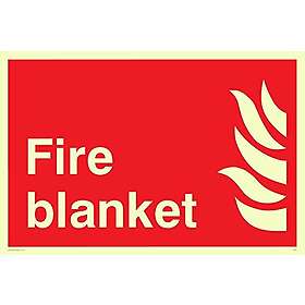 Viking Signs FV354-A4L-P "Fire Blanket" skylt, foto lysande plast halvstyv, 300 mm H x 200 mm B