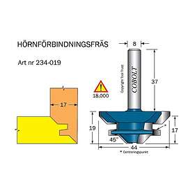 Cobolt Hörnförbindningsfräs L=19mm S=8 D=44