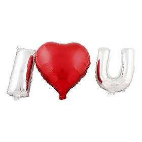 Folieballonger I Love U Röd/Silver 3-pack