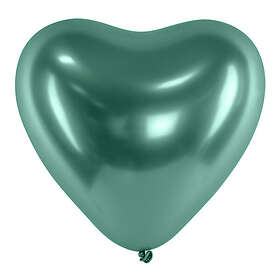 Hjärtballonger Krom Grön 100-pack