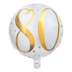 Folieballong Siffra Hvit/Guld Siffra 80