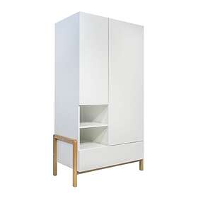 Kocot Victor garderob för barn, med 2 dörrar, 1 klädstång och 1 låda vit laminat och ek