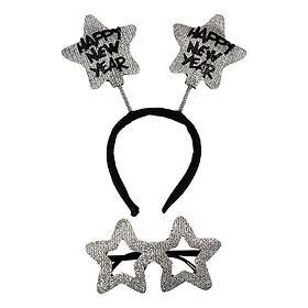 Diadem och Glasögon Happy New Year Silver