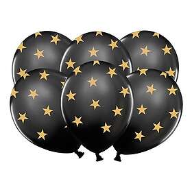 Ballongkungen Ballonger Svarta med Stjärnor 50-pack