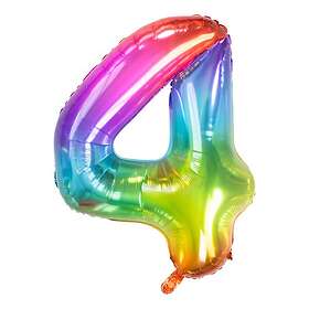 Folat Sifferballong Regnbågsfärgad Stor Siffra 4