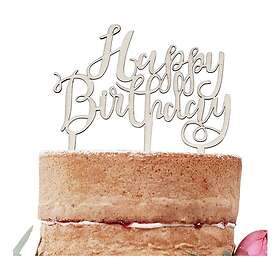 Ginger Ray Tårtdekoration i Trä Happy Birthday