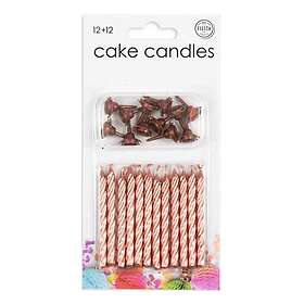 Globos Europe Tårtljus med Hållare Roséguld 12-pack