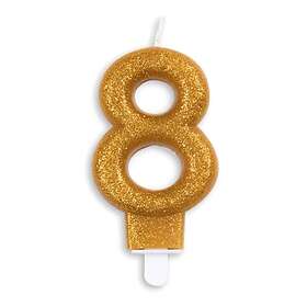 Globos Europe Tårtljus Siffra Glitter Guld Siffra 8