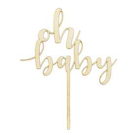 PartyDeco Cake Topper Oh Baby Trä 1-pack