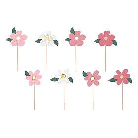 PartyDeco Tårtdekoration Blommor 8-pack