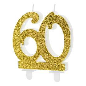 PartyDeco Glittrigt Tårtljus Siffra Siffra 60