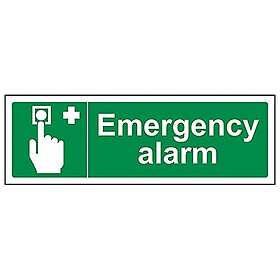 V Safety V 23025AX-S'Emergency Alarm' skylt, landskap, 300 mm x 100 mm (förpackning med 3)