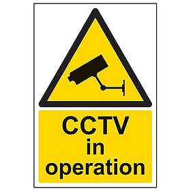 V Safety V Warning CCTV i driftskylt 200 mm x 300 mm självhäftande vinyl