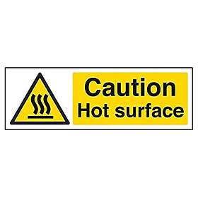 V Safety V Caution Hot Surface Warning Sign 300 mm x 100 mm Självhäftande vinyl