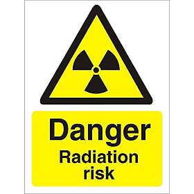 Seco Danger strålningsriskskylt, 300 mm x 400 mm självhäftande vinyl