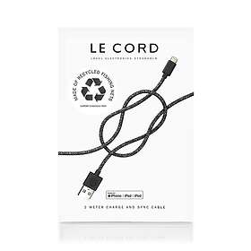 Le Cord Black iPhone Lightning cable · 2 meter Made of recycled fishing nets