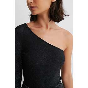 NA-KD Party One Shoulder Glitter Top (Dam)