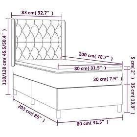 vidaXL Ramsäng med madrass & LED mörkblå 80x200 cm sammet 3139713