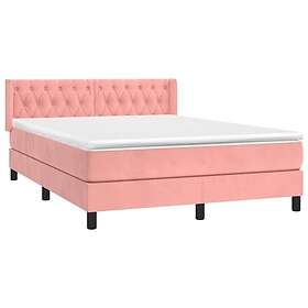 vidaXL Ramsäng med madrass rosa 140x200 cm sammet 3131146