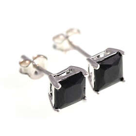 Silver Bar fyrkatingt zirkonörhängen svart 4x4 mm 3478