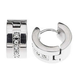 Silver Bar läkringar 7x14 mm stål med zirkon 8230