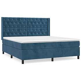 vidaXL Ramsäng med madrass mörkblå 160x200 cm sammet 3132871