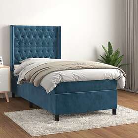 vidaXL Ramsäng med madrass mörkblå 90x190 cm sammet 3132835