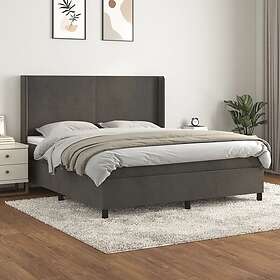 vidaXL Ramsäng med madrass mörkgrå 160x200 cm sammet 3132568