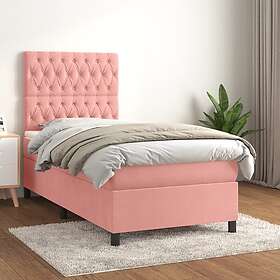 vidaXL Ramsäng med madrass rosa 90x200 cm sammet 3143186