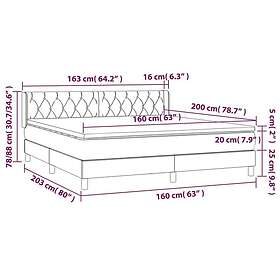vidaXL Ramsäng med madrass taupe 160x200 cm tyg 3129965