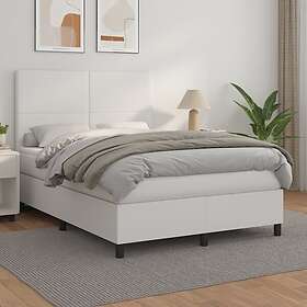 vidaXL Ramsäng med madrass vit 140x200 cm konstläder 3142726