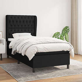 vidaXL Ramsäng med madrass svart 90x190 cm tyg 3128167