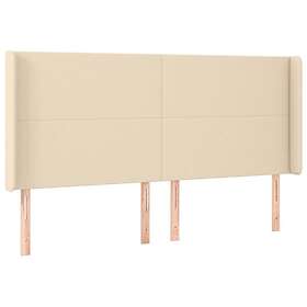 vidaXL Ramsäng med madrass & LED gräddvit 160x200 cm tyg 3138170