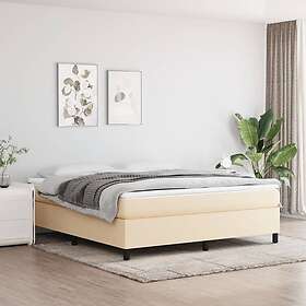 vidaXL Ramsäng med madrass gräddvit 160x200 cm tyg 3144436