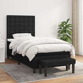 vidaXL Ramsäng med madrass svart 90x190 cm tyg 3136879