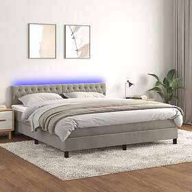 vidaXL Ramsäng med madrass & LED ljusgrå 160x200 cm sammet 3134591