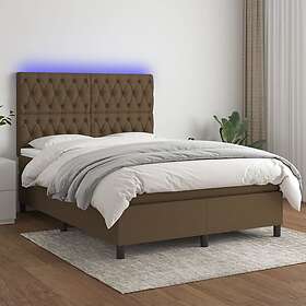 vidaXL Ramsäng med madrass & LED mörkbrun 140x200 cm tyg 3135120