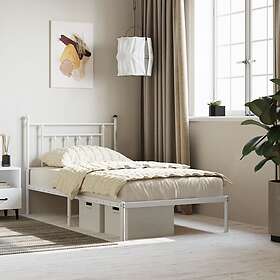 vidaXL Bed Frame med huvudgavel metall vit 100x190 cm 353580