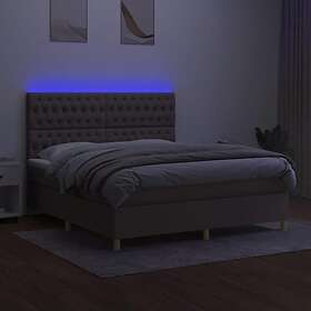 vidaXL Ramsäng med madrass & LED taupe 180x200 cm tyg 3135697